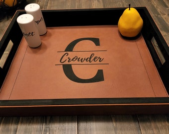 Leather Serving Tray Custom Laser Engraved