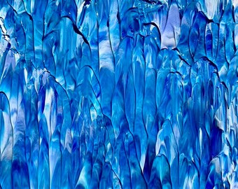 抽象的な野花の草原の絵画：キャンバスに描かれた青、紫、ピンクの