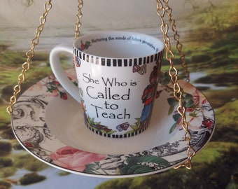 Bird Feeder, Hanging Bird feeder, Vintage China Coffee Cup/Bowl, Bird Lover, Gift for Mom, Gift for Dad,  Housewarming Gift