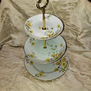 Tiered Cake Stand, Cupcake/Dessert/Tea Party/Candy Server, Vintage China Plates, Gift for Mom, Gift for Dad, Housewarming Gift