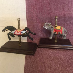 Carousel Horse and Elephant figurines