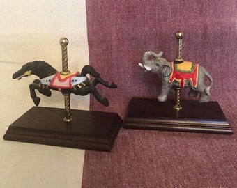 Carousel Horse and Elephant figurines