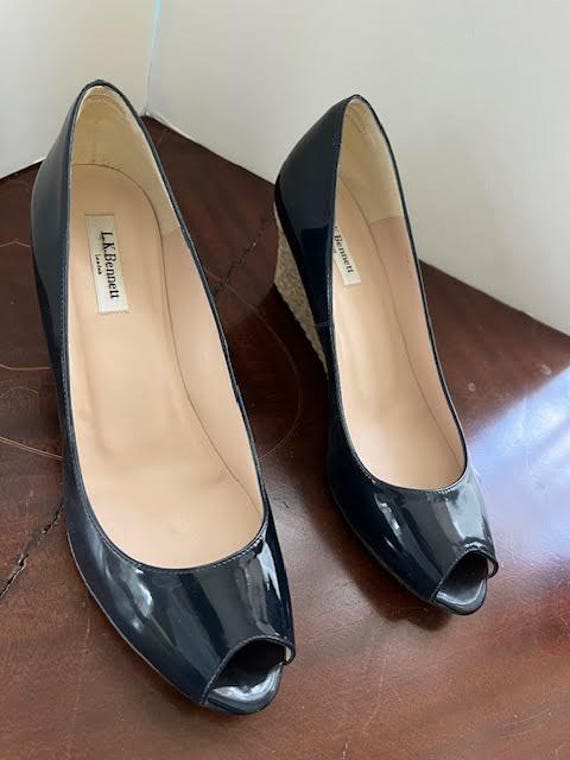Lk Bennett Patent Leather Navy Shoes Lk Bennett Shoes Size Blue