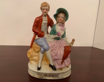 Hand Painted Porcelain Colonial Couple