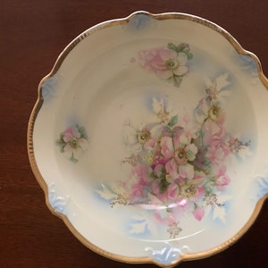 Vintage German Hand Painted Floral Bowl