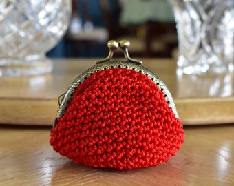 Crochet Coin Purse with kiss clasp | Vintage style coin purse