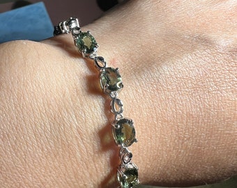 Moldavite bracelet 925 silver / Moldavite Crystal / AUTHENTIC Moldavite/ Moldavite / Real Moldavite