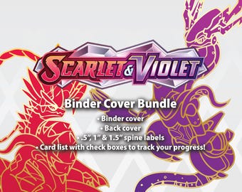 Scarlet and Violet TCG Series | Full Set - Binder Label Bundle - All 16 sets with covers, back covers, spines & card lists