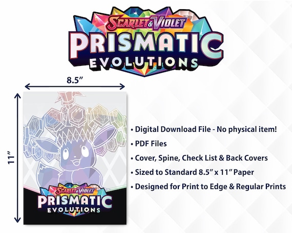 Scarlet & Violet | Prismatic Evolutions - Binder Label Collection - Cover,  Back Cover, Spine and Set List - Etsy