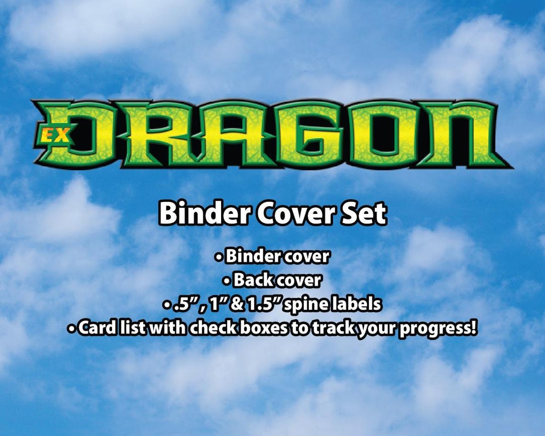 EX Ruby Sapphire Dragon Binder Label Set Cover, Back Cover, Spine and ...