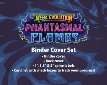 Mega Evolution | Phantasmal Flames - Binder Label Collection - Cover, Back Cover, Spine and Set List