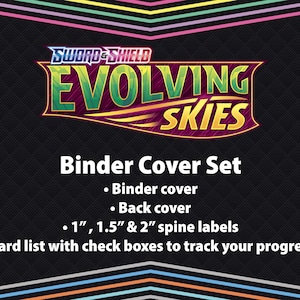 Sword & Shield / Evolving Skies - Collezione Binder Label - Copertina, quarta di copertina, dorso e set list