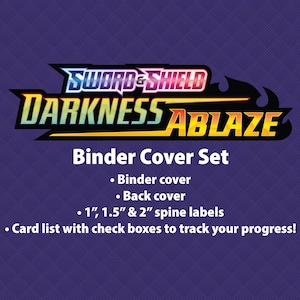 Sword & Shield | Darkness Ablaze - Binder Label Collection - Cover, Back Cover, Spine and Set List