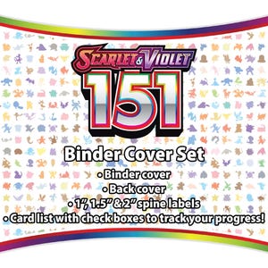 Scarlet & Violet | 151 - Binder Label Set - Cover, Back Cover, Spine and Set List