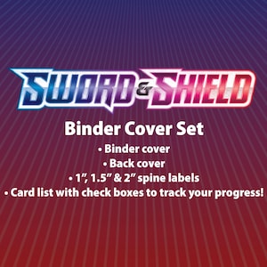 Sword & Shield - SWSH Base Set - Binder Label Collection - Cover, Back Cover, Spine and Set List