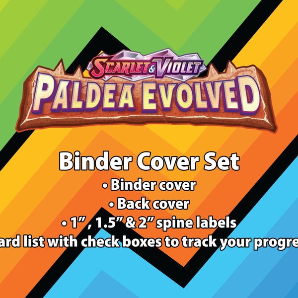 Scarlet & Violet | Paldea Evolved - Binder Label Set - Cover, Back Cover, Spine and Set List