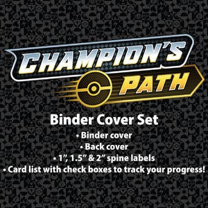 Sword & Shield | Champion&#39;s Path - Binder Label Collection - Cover, Back Cover, Spine and Set List