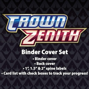 Sword & Shield | Crown Zenith - Coleção de Etiquetas Binder - Capa, Contracapa, Lombada e Lista de Repertório