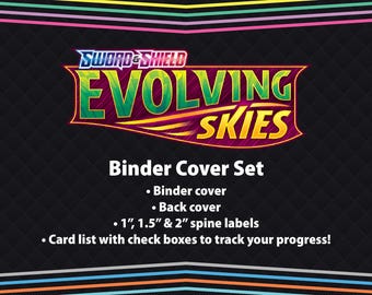 Sword & Shield | Evolving Skies - Binder Label Collection - Cover, Back  Cover, Spine and Set List - Etsy