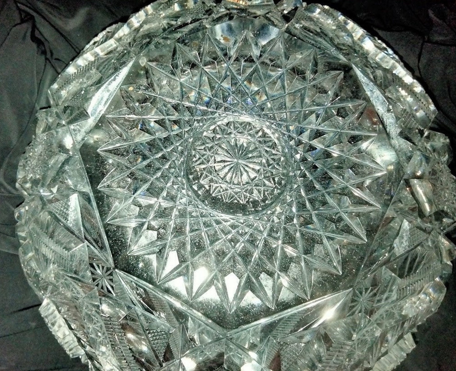 9 American Brilliant Period Cut Crystal Glass Bowl Etsy