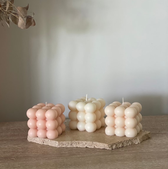 Scented Cube Candle, Bubble Candle, Cube Candle, Candle Sticks, Scented  Candle, Decorative Candle, Natural Soy Wax, Housewarming Gift (White),  Funny