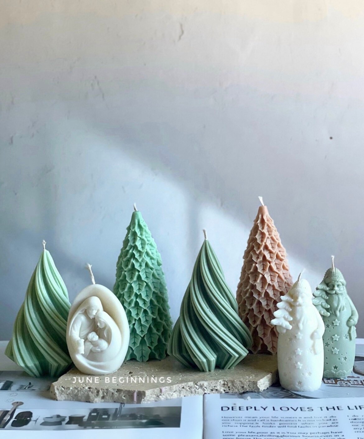 Christmas Tree Pillar Candle Holiday Decor Gifts for Etsy Australia