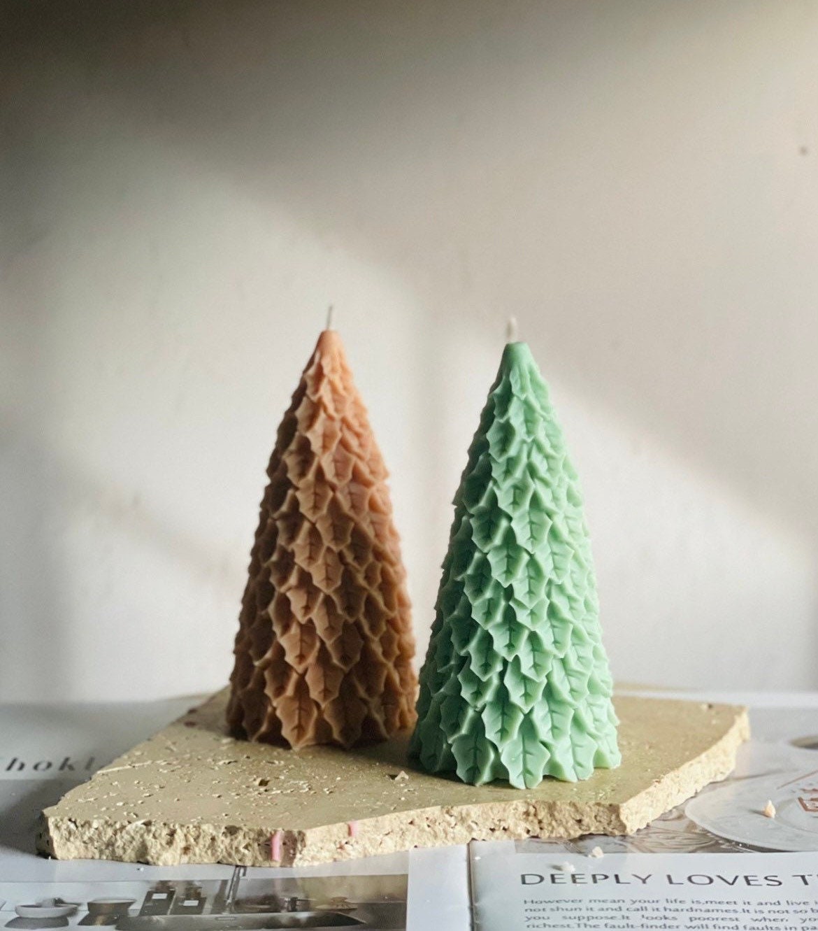 Christmas Tree Pillar Candle Holiday Decor Gifts for Etsy Australia