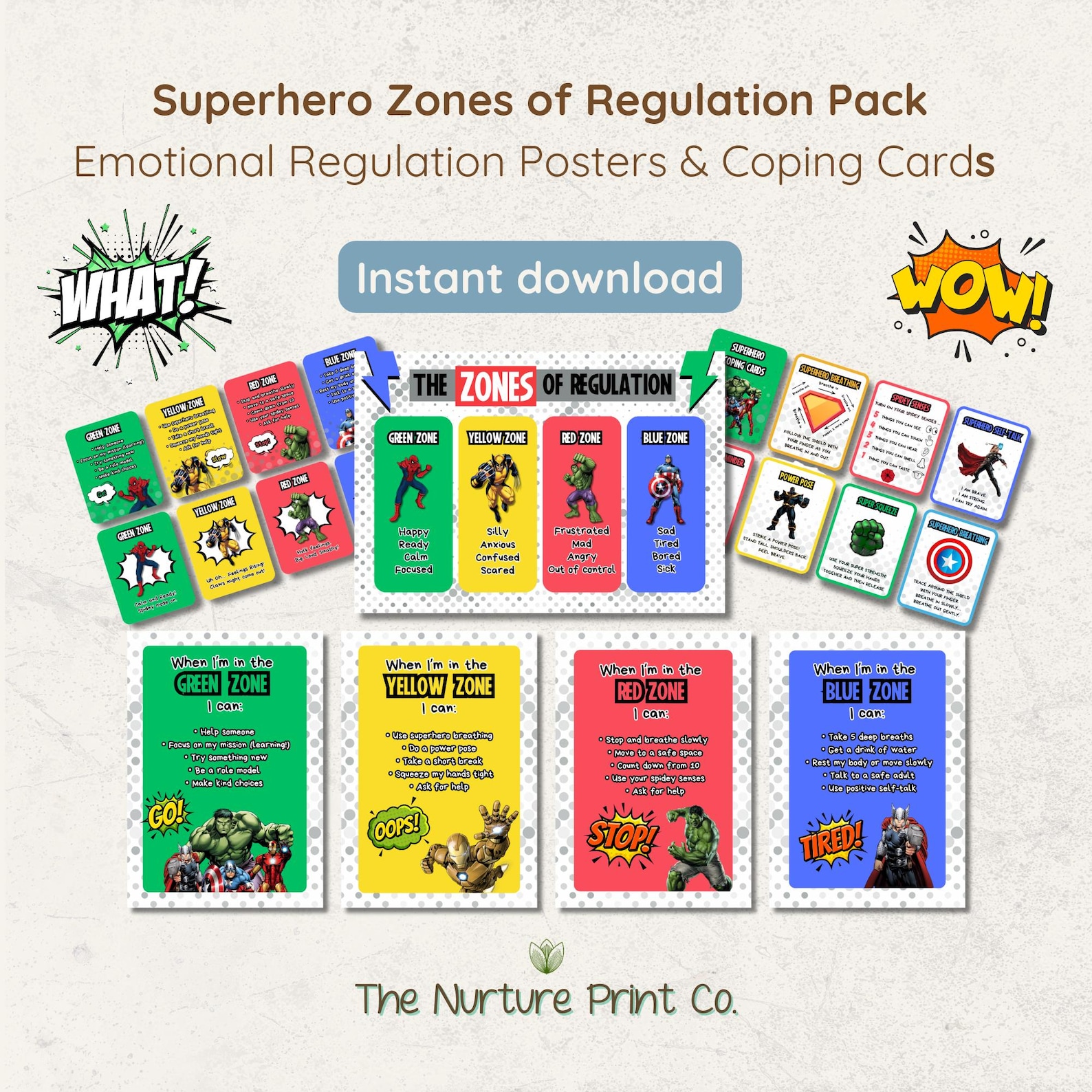 Superhero Zones of Regulation Pack | Emotional Regulation Posters ...