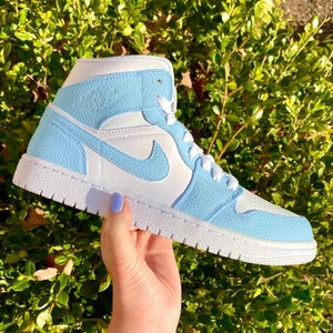 Custom Baby Blue Colorblock Air Jordan 1 Mid Etsy Custom Baby Blue Colorblock Air Jordan 1 Mid Etsy