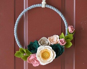 Felt Flower Door & Wall Wreath | Floral Home Decor | Felt Flowers | Rustic Farmhouse | Handmade Gift Ideas