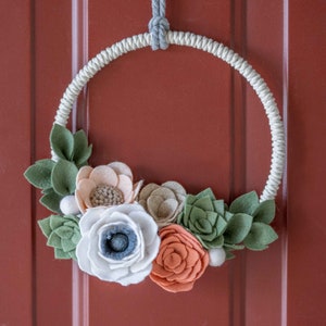 Spring Felt Flowers Door & Wall Wreath | Floral Home Decor | Felt Flowers | Rustic Farmhouse | Handmade Gift Ideas