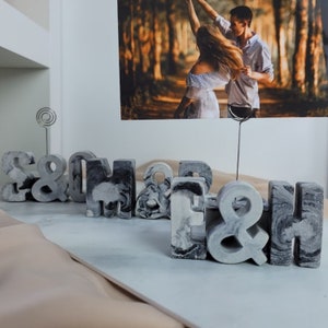 Concrete letters| Book shelf decor| Engagement gift| couples gift| photo stand