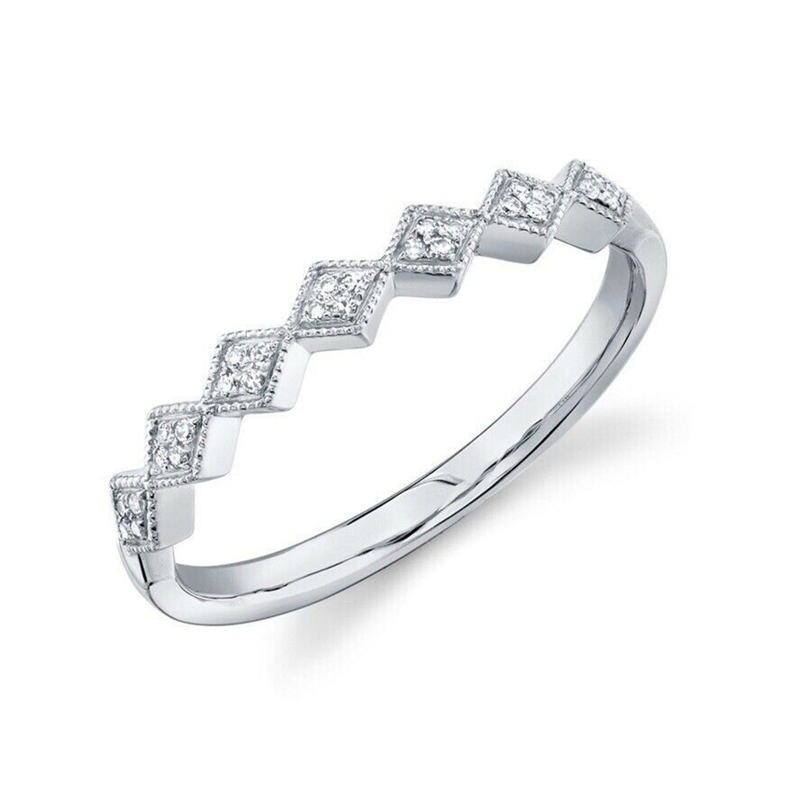 0.6 Ct Round Diamond Band Half Eternity Wedding Band Etsy