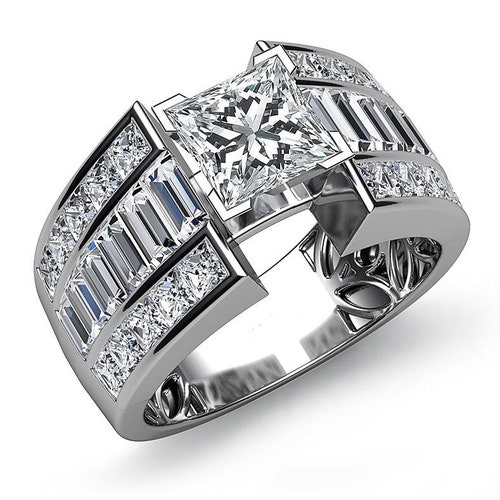 Breathtaking Diamond Wedding Ring, 2.3 Ct Princess Cut Diamond Ring, 14K White Gold, Pave Set Engagement Ring, newest Anniversary Promise Gift Ring