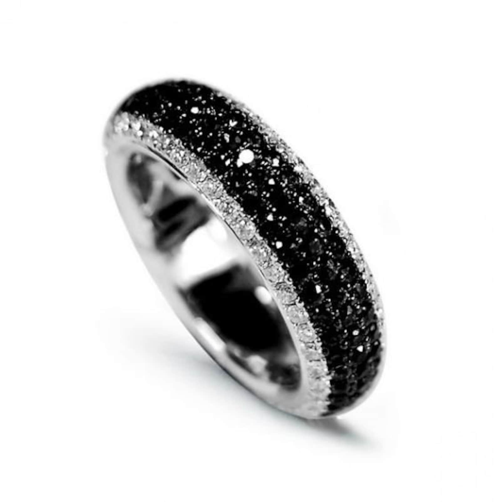 Wedding Band Half Eternity Engagement Band 2.6ct Black Etsy