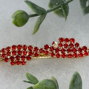 Rot Kristall Strass Haarspange ungefähr 3,0 ”Gold Ton formelle Haarschmuck Geschenk Hochzeit Brautjungfer Prinzessin Accessoire