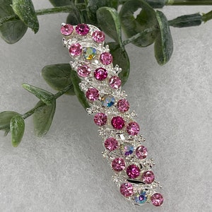 Rosa Kristall Rhinestone-Haarspange ungefähr 3.0 ”Metallsilberton formeller Haarzusatzgeschenkhochzeits-Brautpartyzusatz