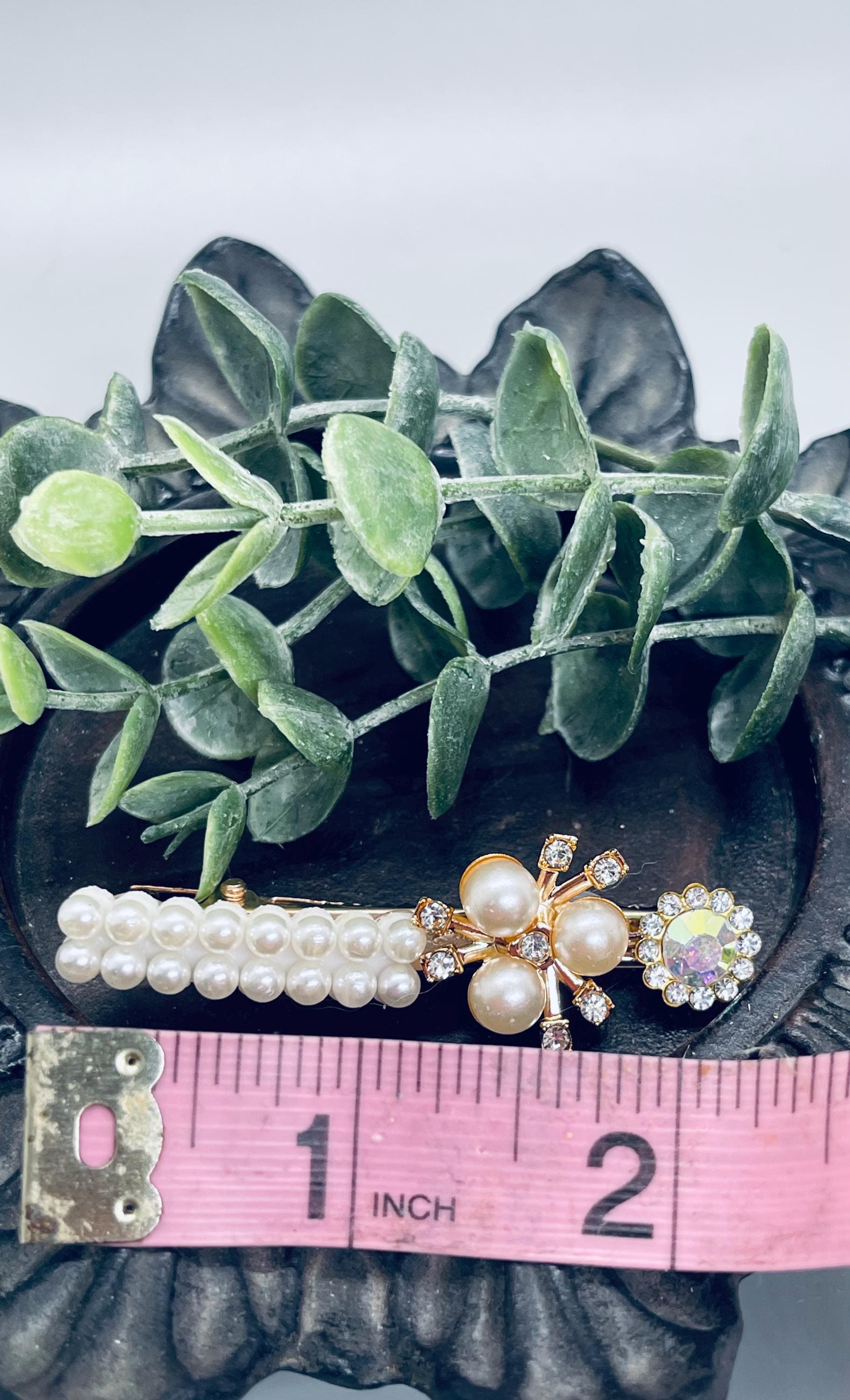 Faux Pearl Crystal Alligator Hair Clip: Iridescent Wedding 