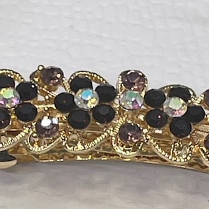 Black gold Crystal rhinestone vintage Style Victorian barrette clip approximately 3.0” wedding birthday prom shower gift