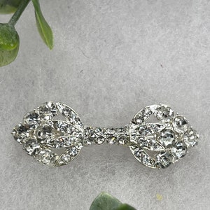 Crystal Rhinestone Barrette: Silver Tone Bridal Hair Clip