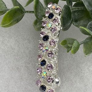 Crystal Rhinestone Barrette: Purple Blue Hair Accessory