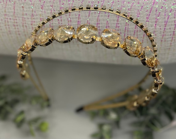 Golden Rhinestone Crystal Headband: Luxe Wedding Hair  display picture 1