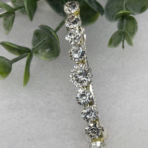 Crystal Rhinestone Barrette: Silver Tone Formal Hair Accessory