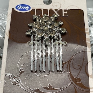 Goody Luxe hair Comb light brown Crystal Rhinestone gold tone 2.0” wide