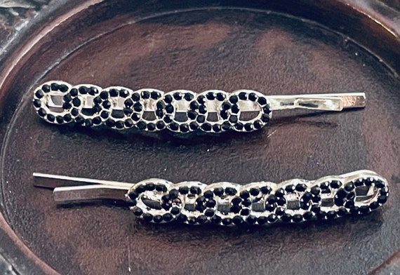 Black Rhinestone Silver Hair Pins: Bridal Wedding Accessory  display picture 2