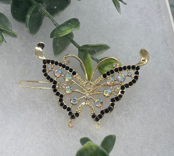3er-Set Vintage Haarspangen Mit Schmetterling & Strass – Metall, Kristall, Für Hochzeit, Party & Alltag