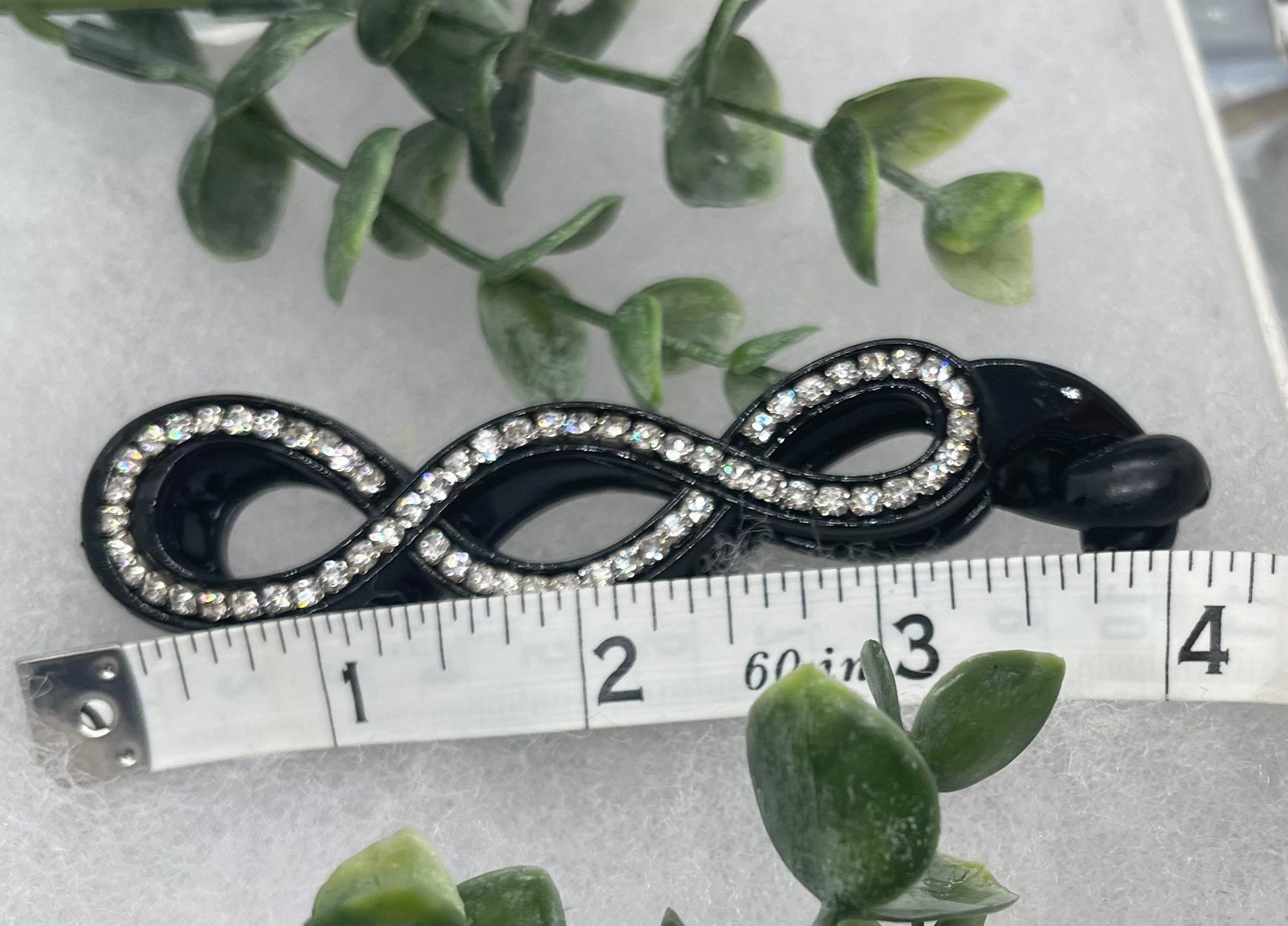 Crystal Rhinestone Banana Clip: Black Formal Hair  display picture 3