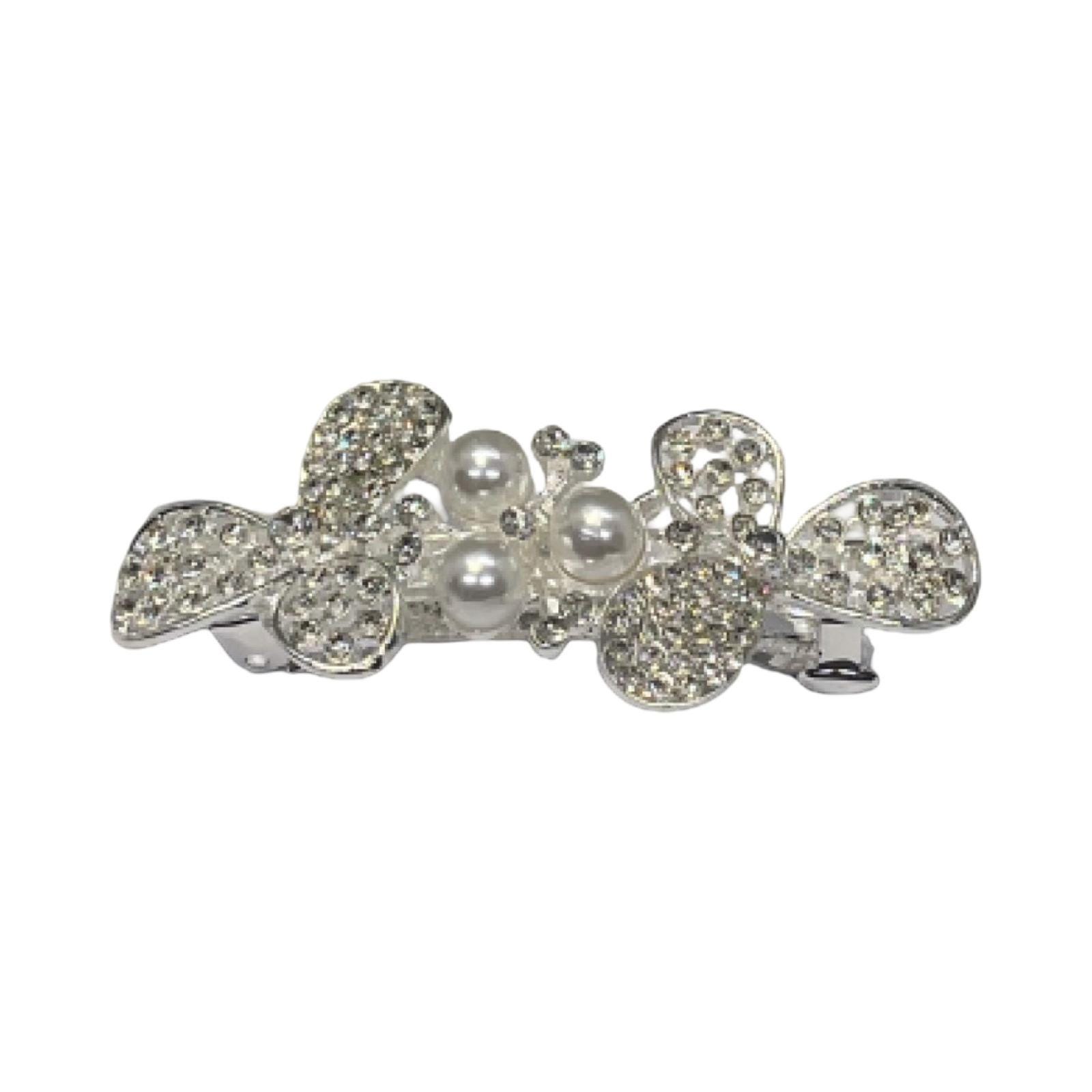 Rhinestone Crystal Pearl Floral Barrette Hair Clip for Weddings Prom Rhinestone Pearl Hair Clips Set - Elegant Crystal Barrettes  main image 2