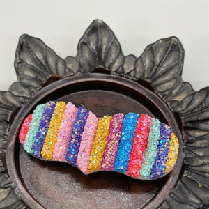 Rainbow glitter jelly snap clip 3.0”salon clip formal hair accessory gift wedding bridal shower prom birthday gift accessory