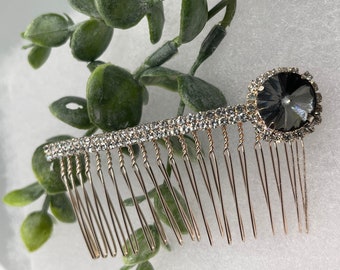 Gray crystal Rhinestone Hair 3.5”Comb Rose Gold wedding hair accessory bride princess shower engagement formal accessory